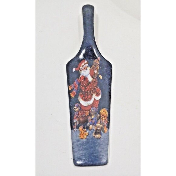 Santa Claus Christmas Cake Plate w Server Holiday Party Platter Teddy Bear Toy - Picture 6 of 8